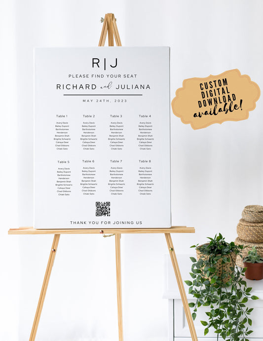 Reception seat chart With QR code- Wedding Reception Seating Chart Sign - Acrylic reception seating Sign - Wedding Reception - QR code signs