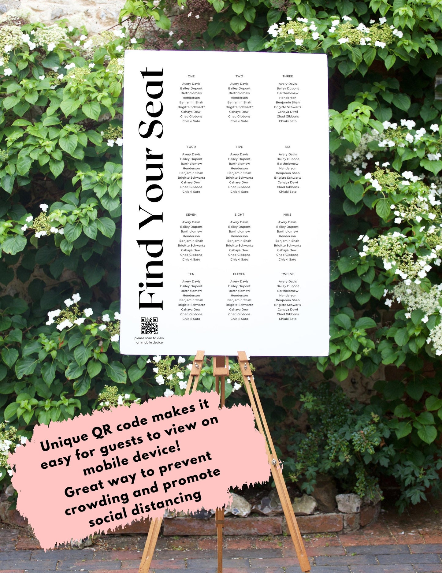 Wedding Reception Seating Chart Sign - Reception seat chart With QR code- Acrylic reception seating Sign - Wedding Reception - QR code signs