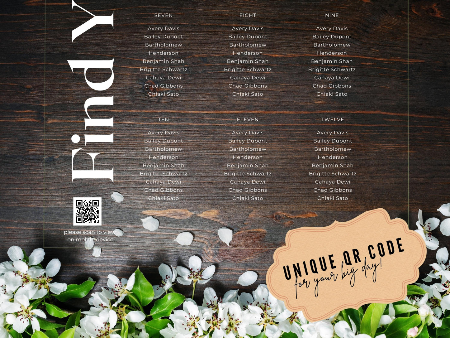 Wedding Reception Seating Chart Sign - Reception seat chart With QR code- Acrylic reception seating Sign - Wedding Reception - QR code signs