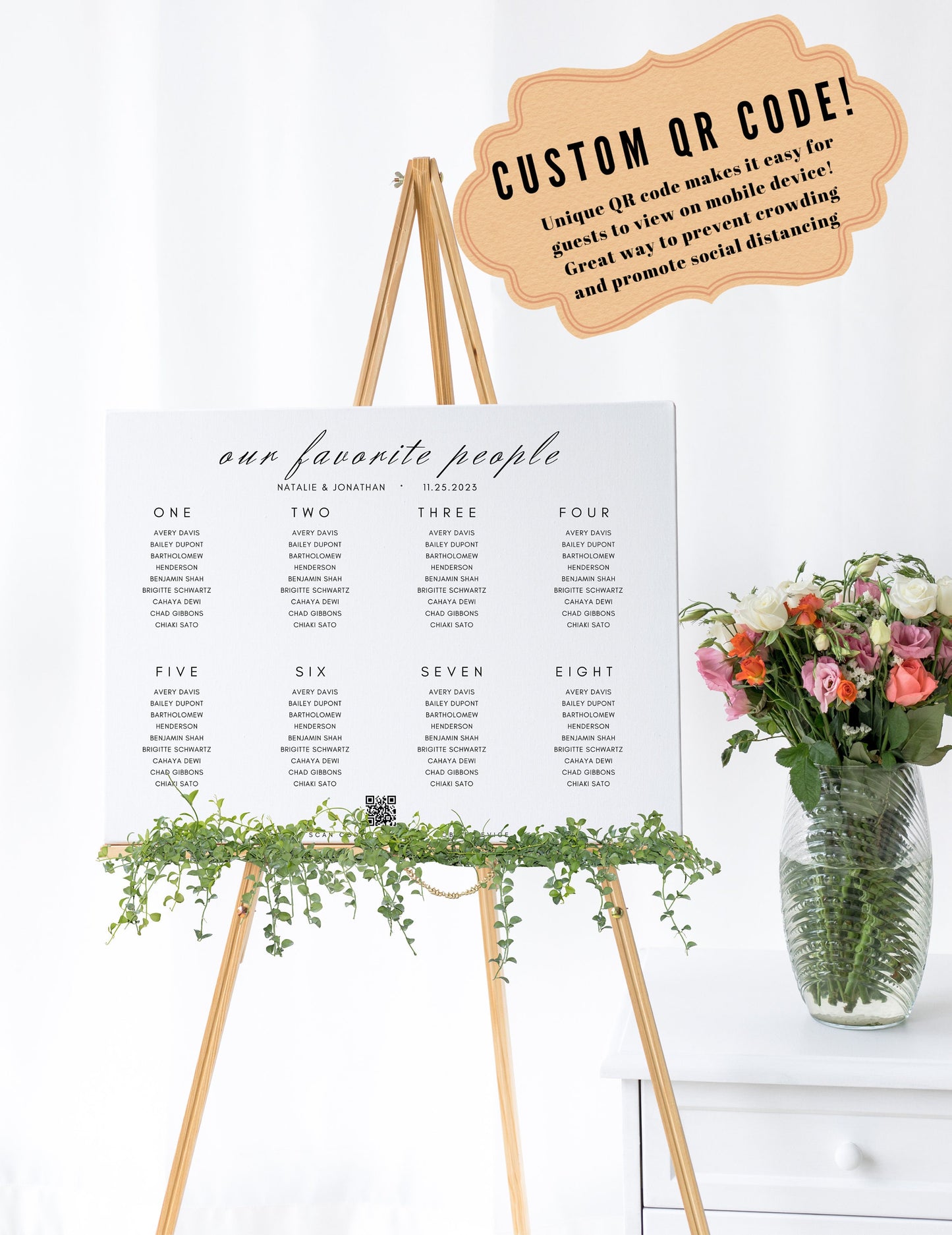 Wedding Reception Seating Chart Sign - Reception seat chart With QR code- Acrylic reception seating Sign - Wedding Reception - QR code signs