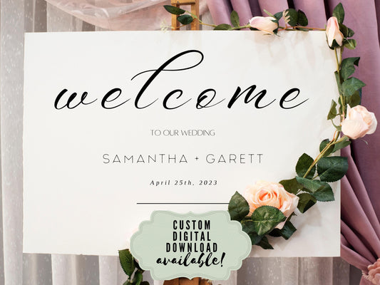 Wedding Welcome Sign - Welcome sign With QR code- Minimalist wedding sign - Modern Wedding Sign - QR code signs