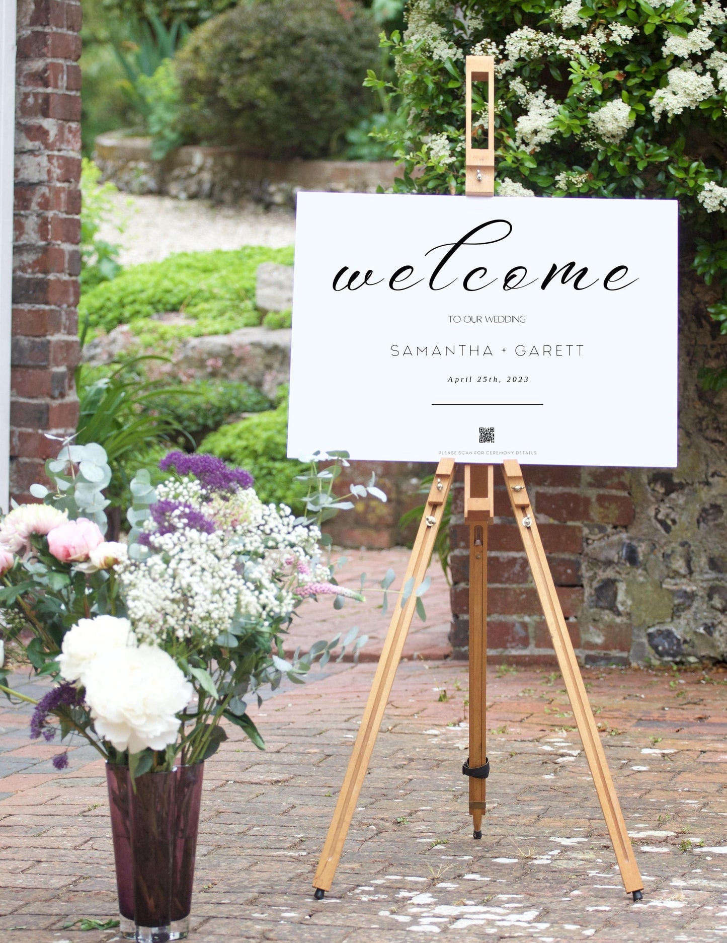 Wedding Welcome Sign - Welcome sign With QR code- Minimalist wedding sign - Modern Wedding Sign - QR code signs