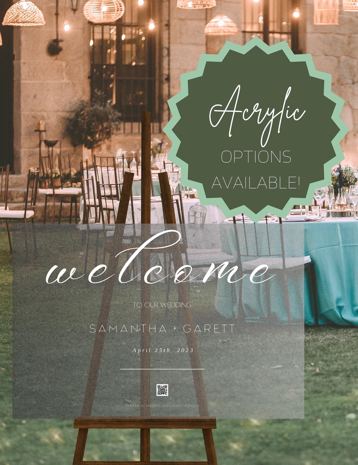 Wedding Welcome Sign - Welcome sign With QR code- Minimalist wedding sign - Modern Wedding Sign - QR code signs