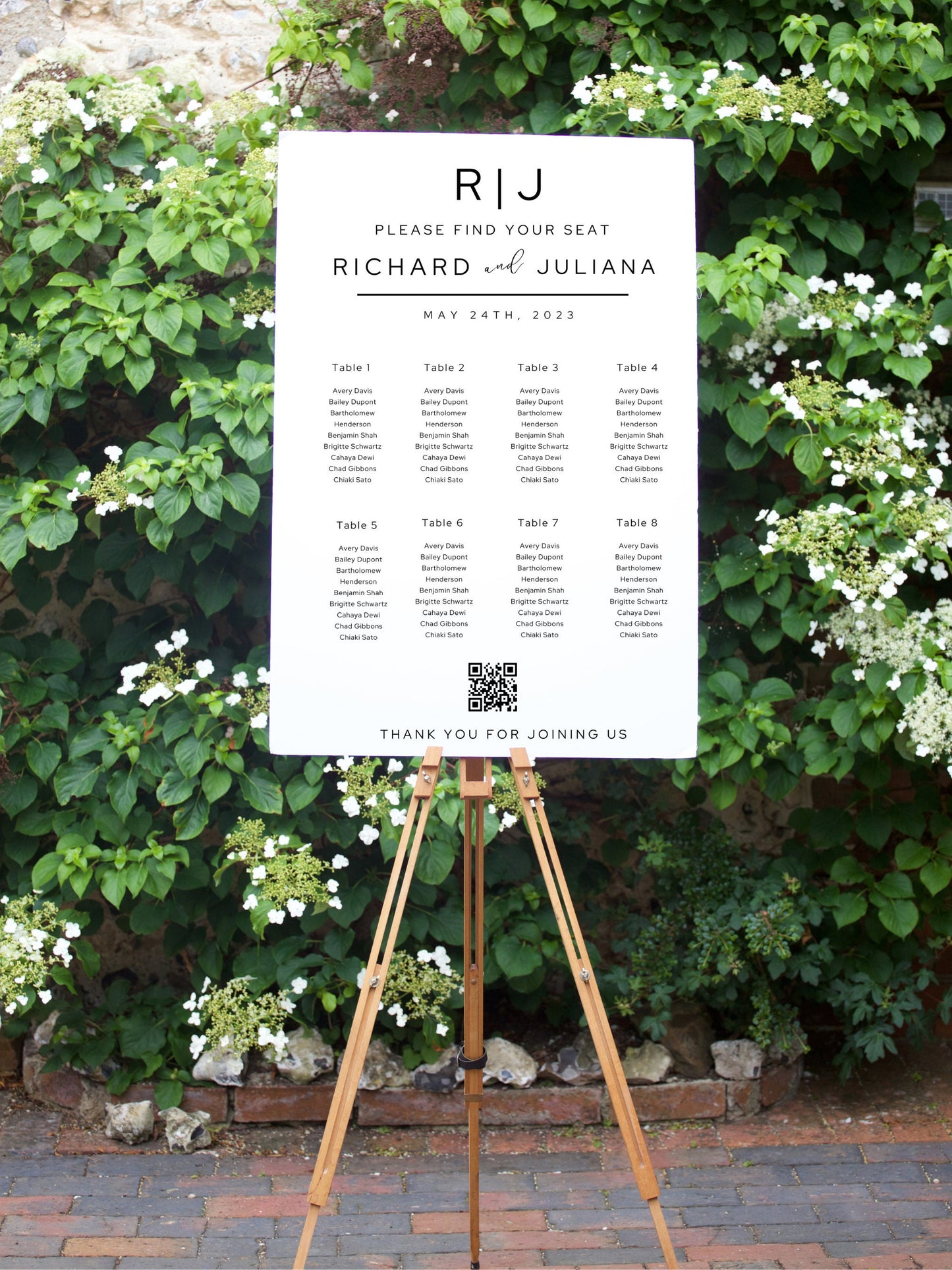 Reception seat chart With QR code- Wedding Reception Seating Chart Sign - Acrylic reception seating Sign - Wedding Reception - QR code signs