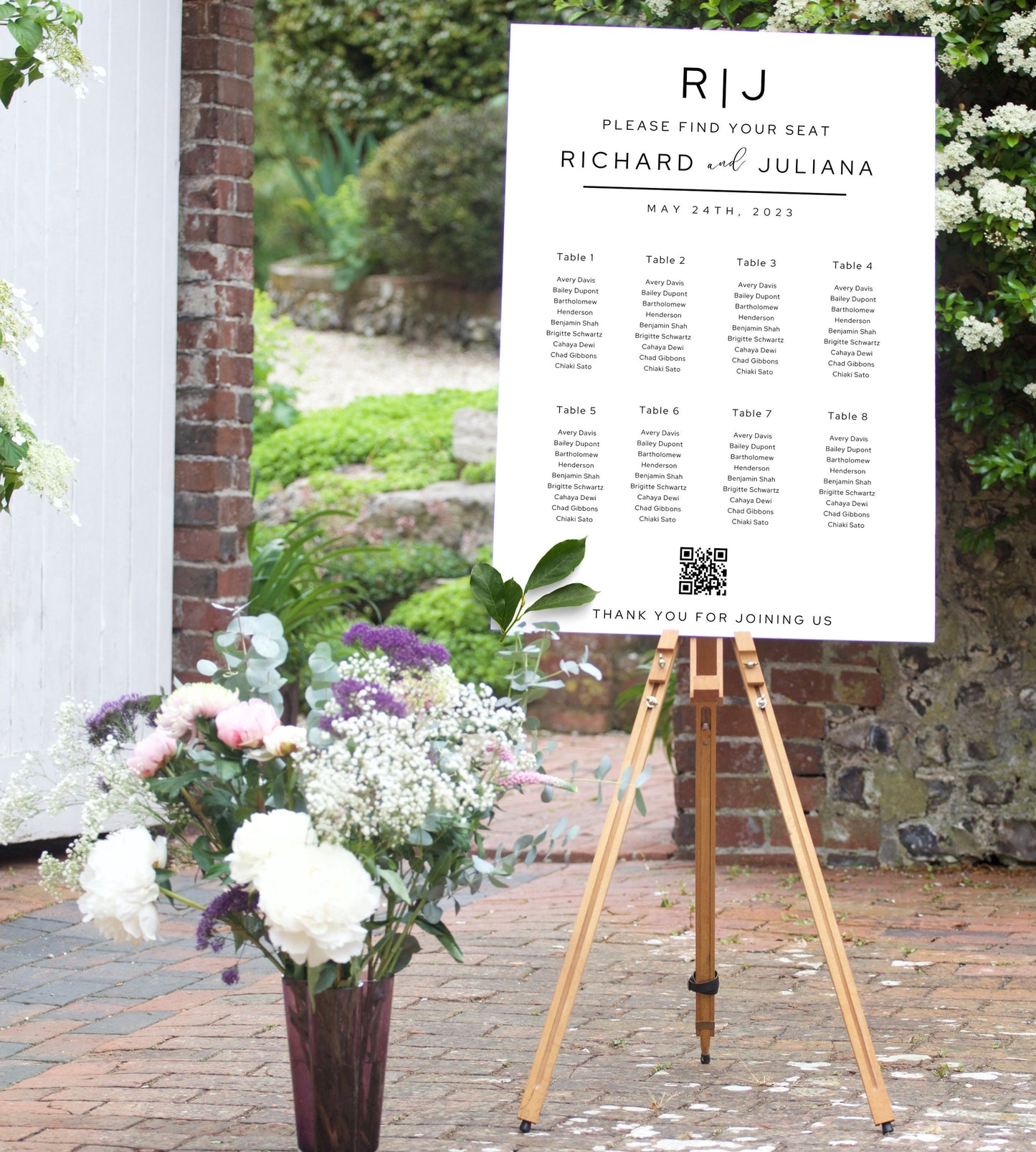 Reception seat chart With QR code- Wedding Reception Seating Chart Sign - Acrylic reception seating Sign - Wedding Reception - QR code signs