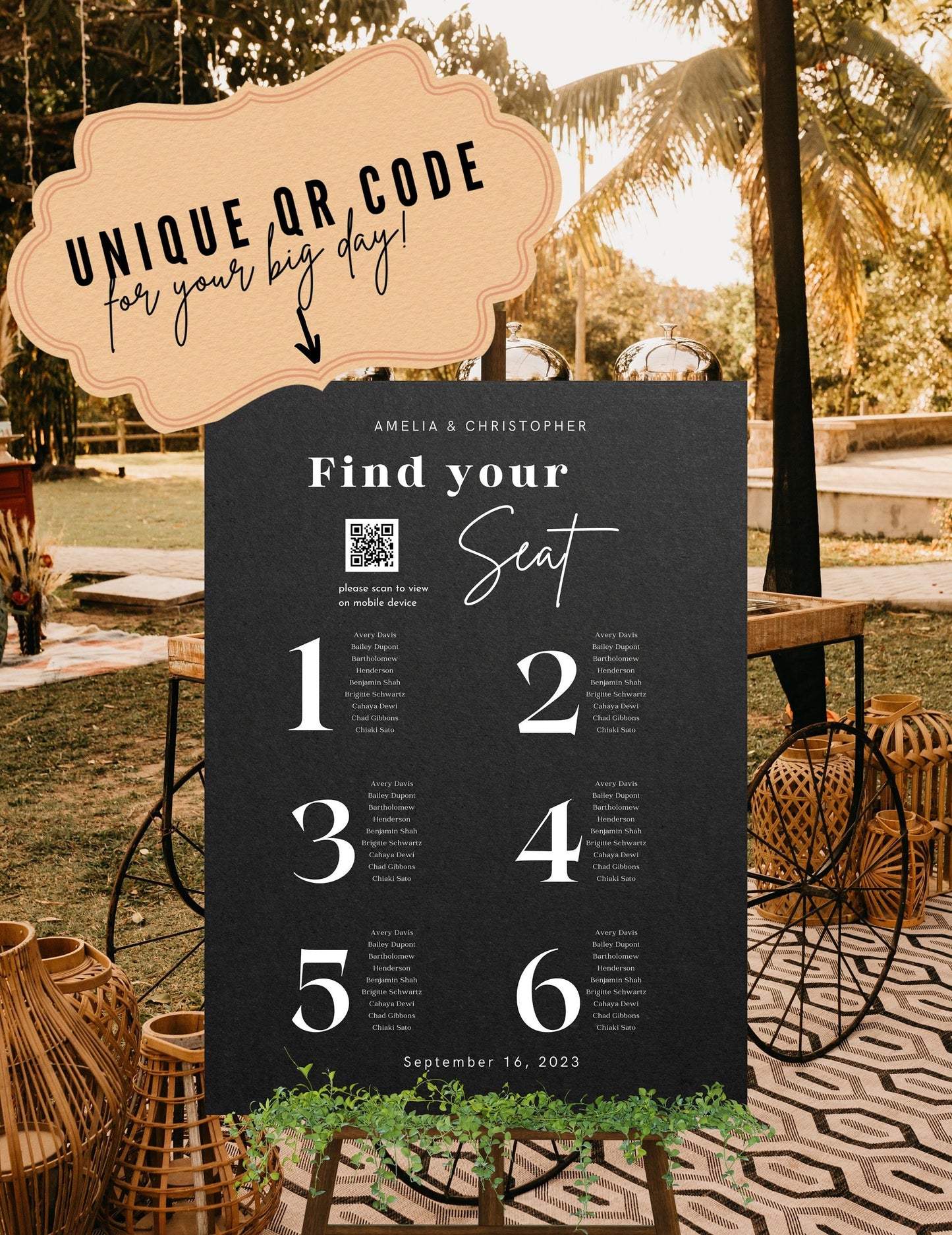 Wedding Reception Seating Chart Sign - Reception seat chart With QR code- Acrylic reception seating Sign - Wedding Reception - QR code signs