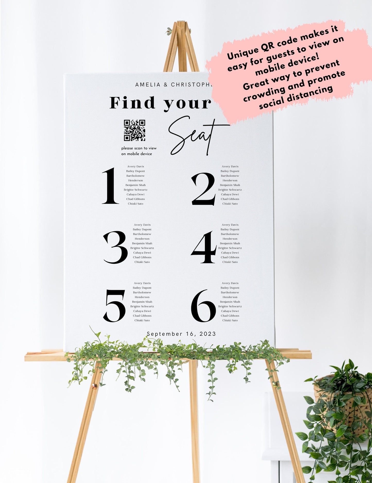 Wedding Reception Seating Chart Sign - Reception seat chart With QR code- Acrylic reception seating Sign - Wedding Reception - QR code signs