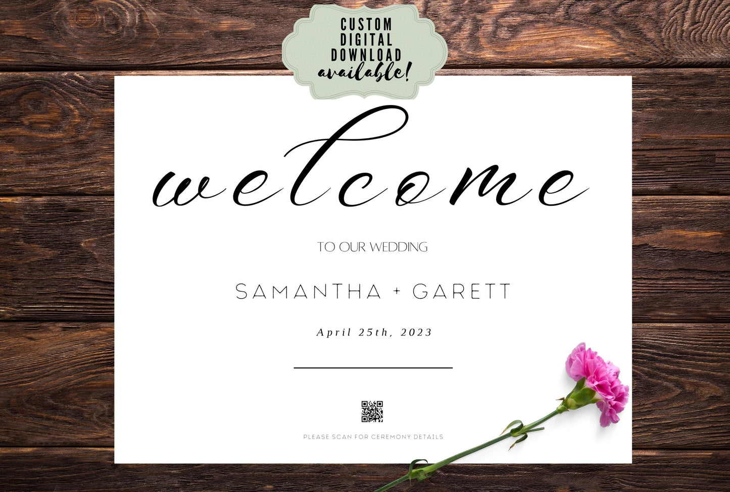 Wedding Welcome Sign - Welcome sign With QR code- Minimalist wedding sign - Modern Wedding Sign - QR code signs