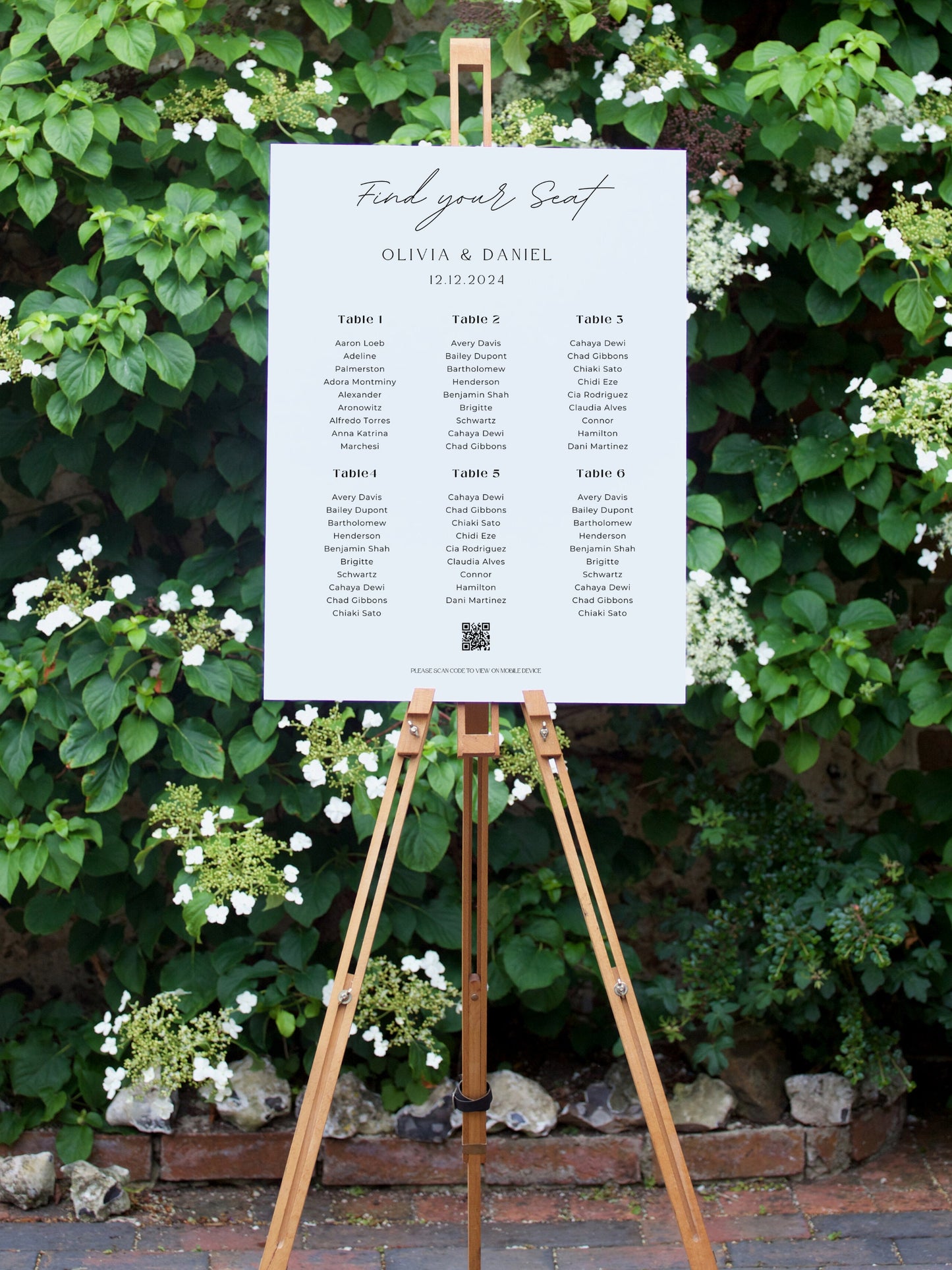 Wedding Reception Seating Chart Sign - Reception seat chart With QR code- Acrylic reception seating Sign - Wedding Reception - QR code signs