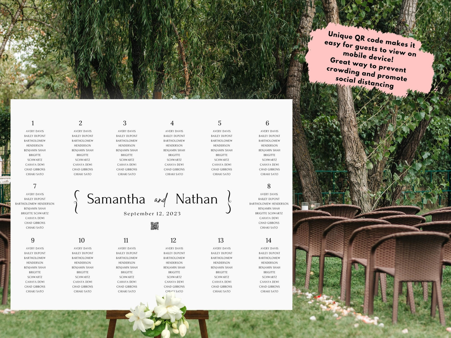 Wedding Reception Seating Chart Sign - Reception seat chart With QR code- Acrylic reception seating Sign - Wedding Reception - QR code signs