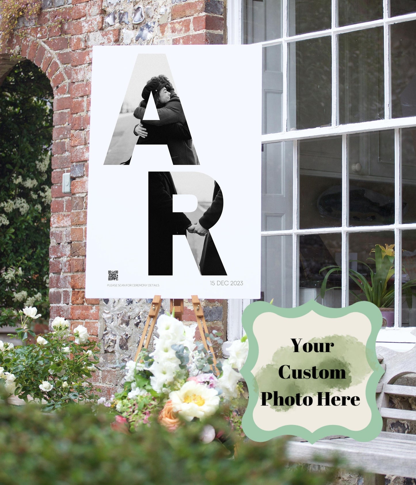 Custom Photo Wedding Welcome Sign - Welcome sign With QR code- Minimalist wedding sign - Modern Wedding Sign - QR code signs