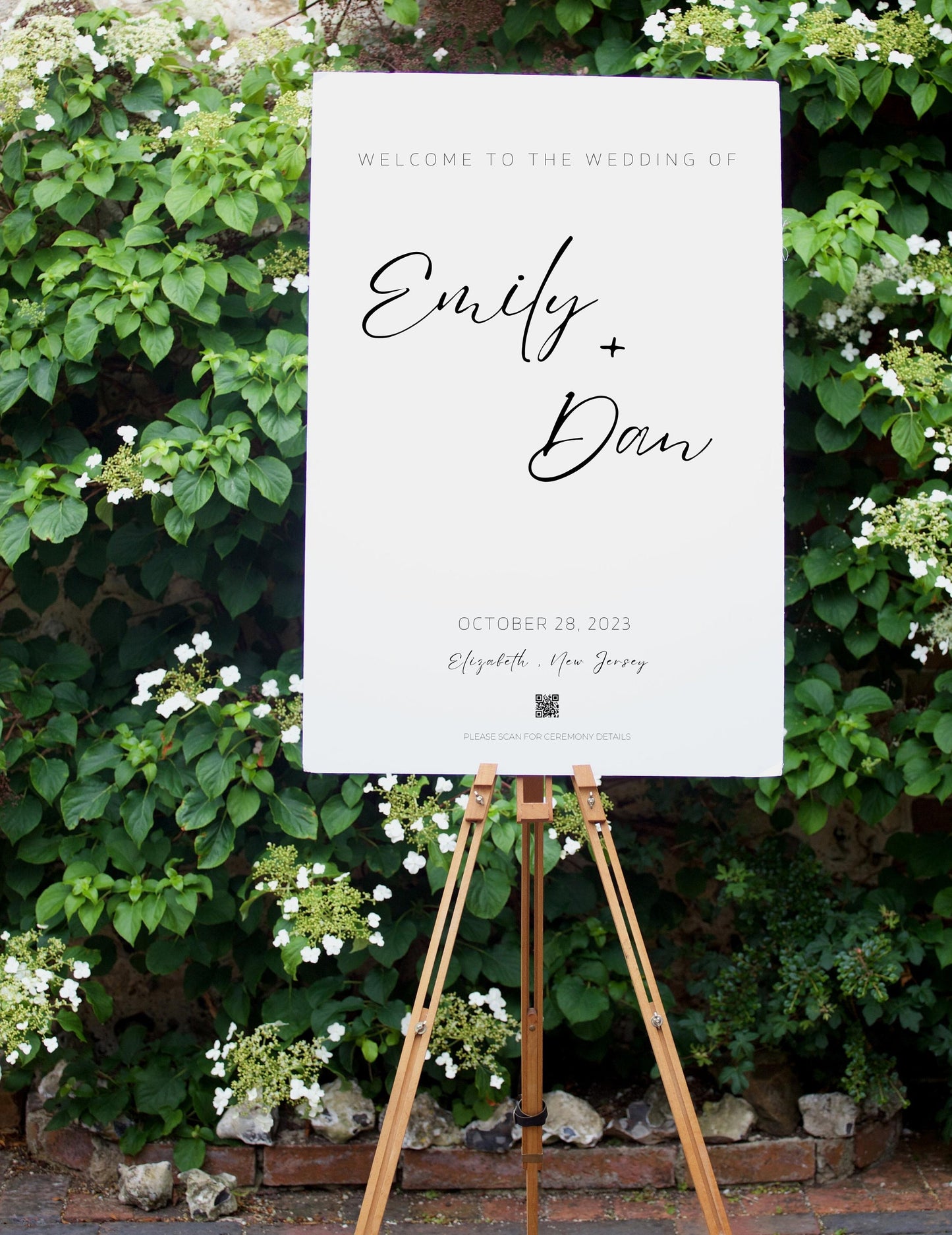 Wedding Day Welcome Sign - Welcome sign With QR code- Minimalist wedding sign - Modern Wedding Sign - QR code signs