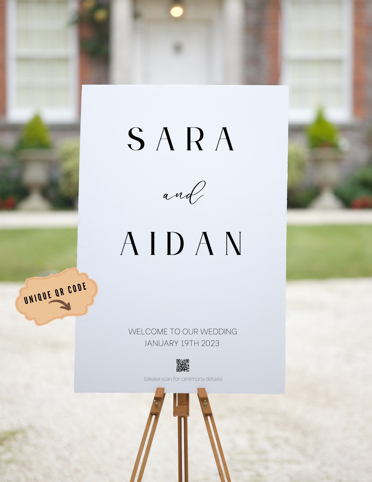 Wedding Welcome Sign - Welcome sign With QR code- Minimalist wedding sign - Modern Wedding Sign - QR code signs