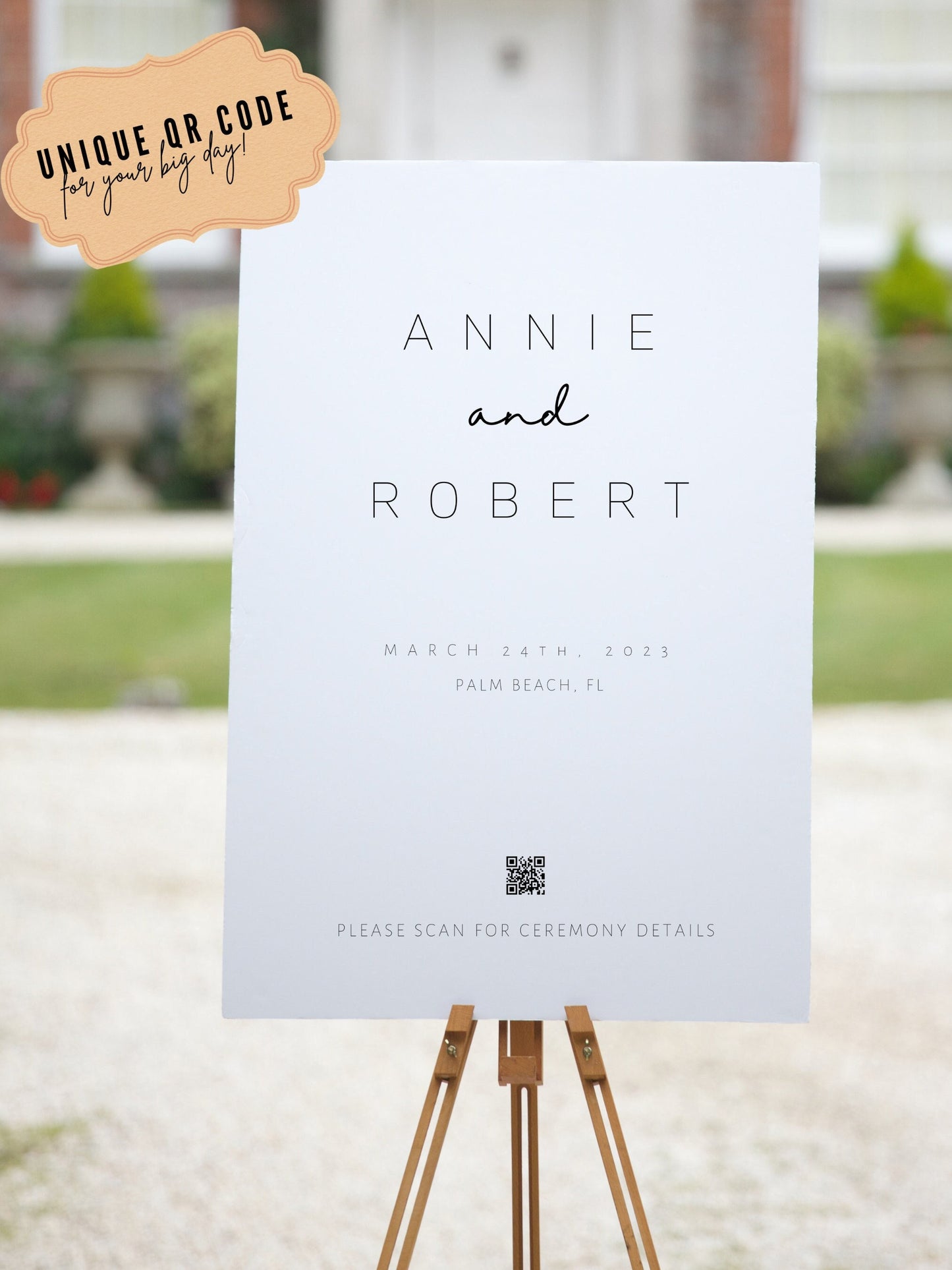 Welcome Sign Wedding Day - Welcome sign With QR code- Minimalist wedding sign - Modern Wedding Sign - QR code signs