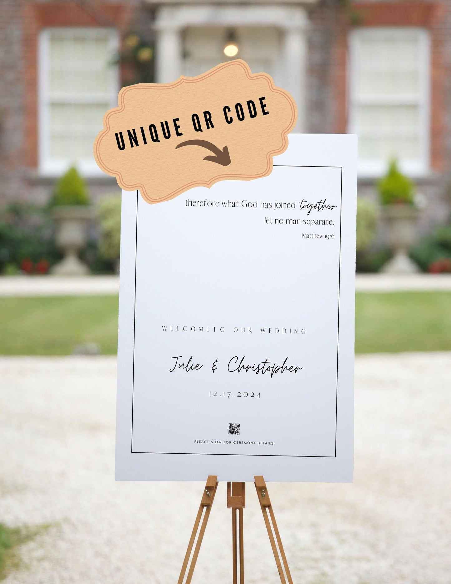 Wedding Welcome Sign - Welcome sign With QR code- Minimalist wedding sign - Modern Wedding Sign - QR code signs