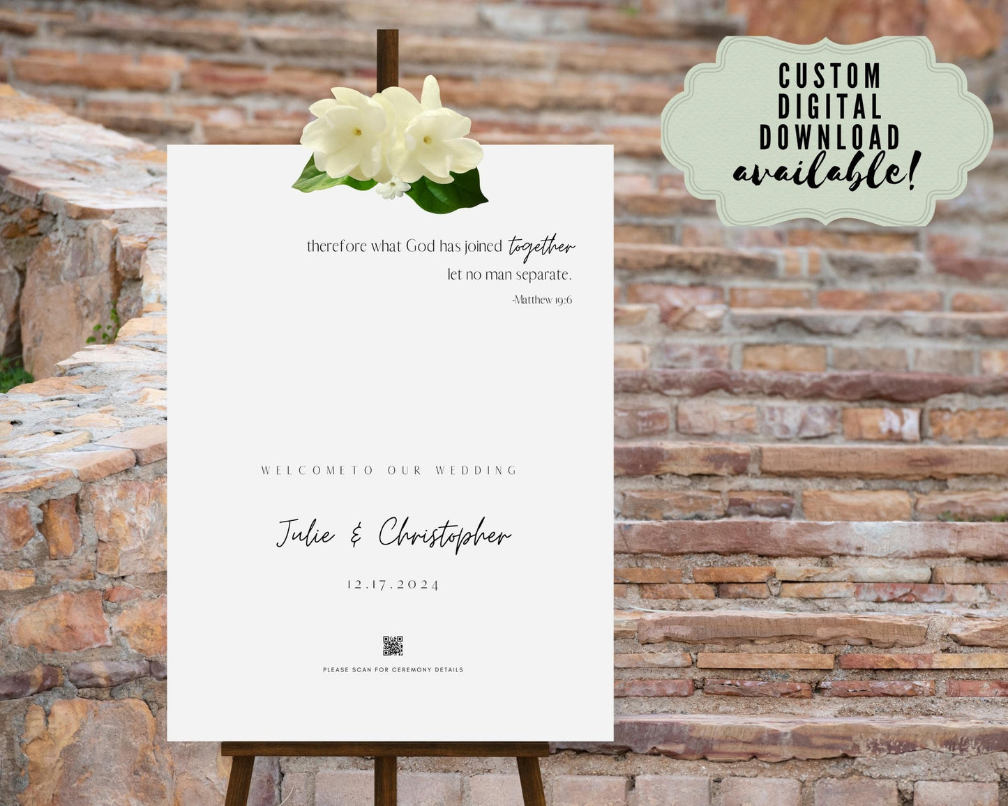 Wedding Day Welcome Sign - Welcome sign With QR code- Minimalist wedding sign - Modern Wedding Sign - QR code signs