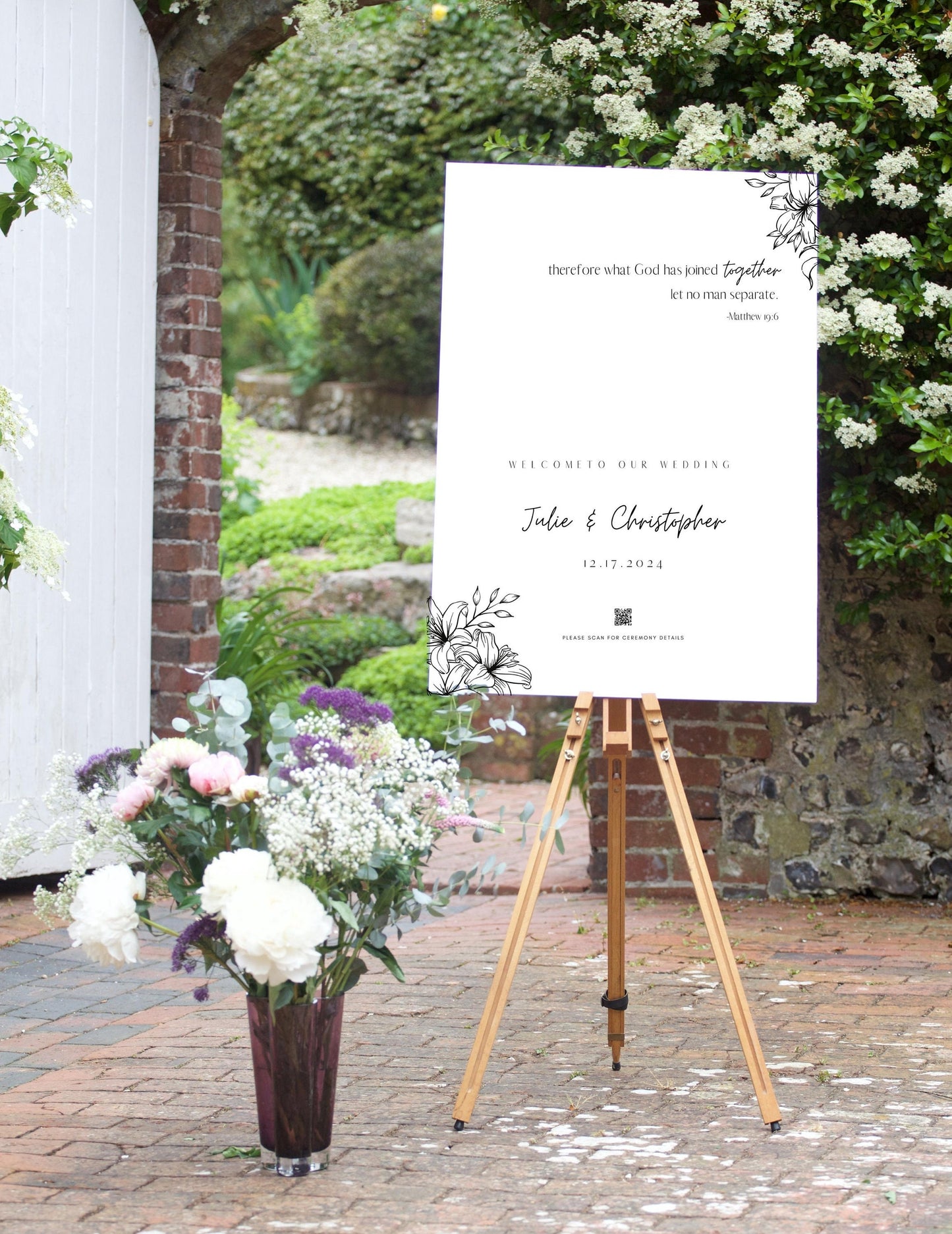 Wedding Welcome Sign - Welcome sign With QR code- Minimalist wedding sign - Modern Wedding Sign - QR code signs