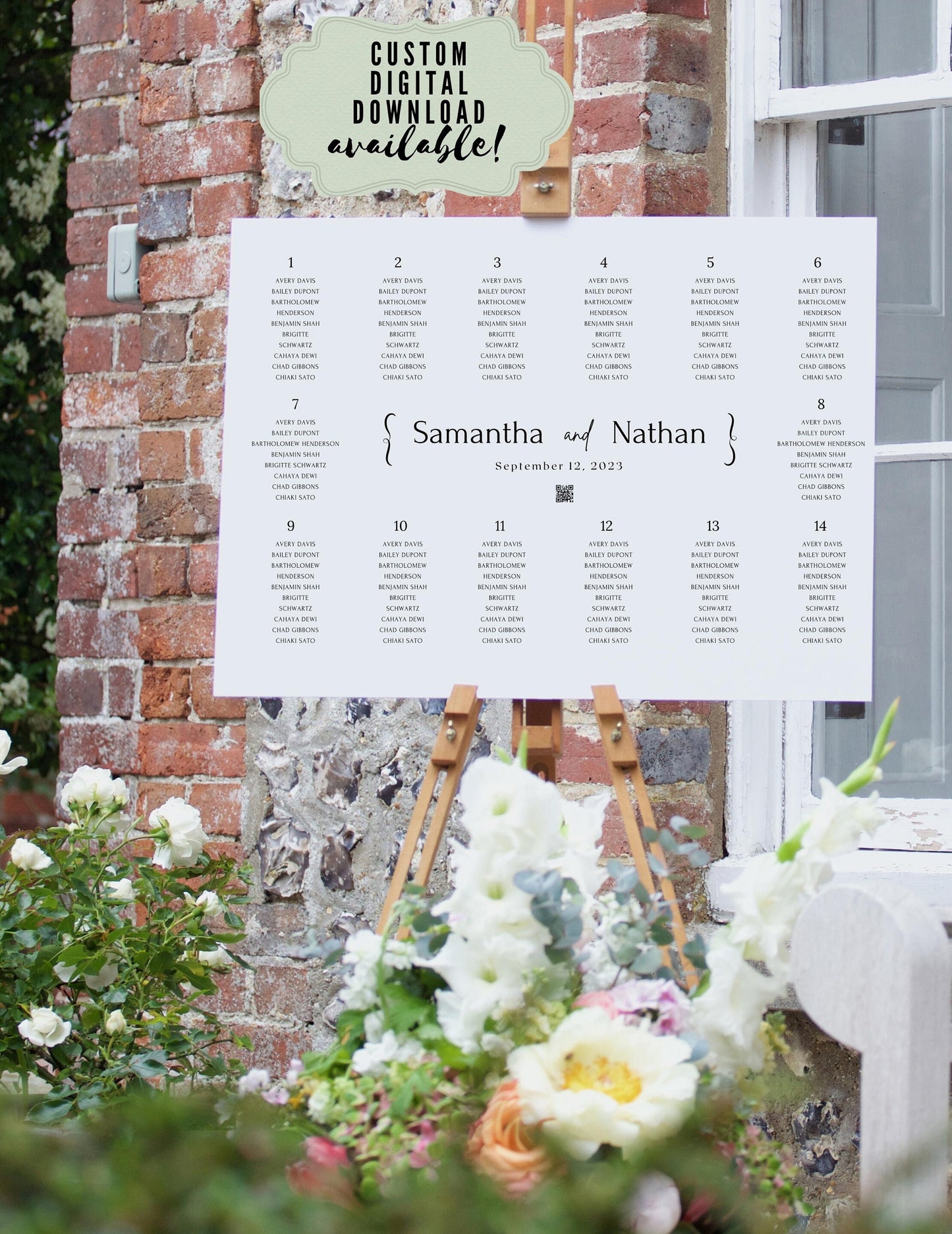 Wedding Reception Seating Chart Sign - Reception seat chart With QR code- Acrylic reception seating Sign - Wedding Reception - QR code signs