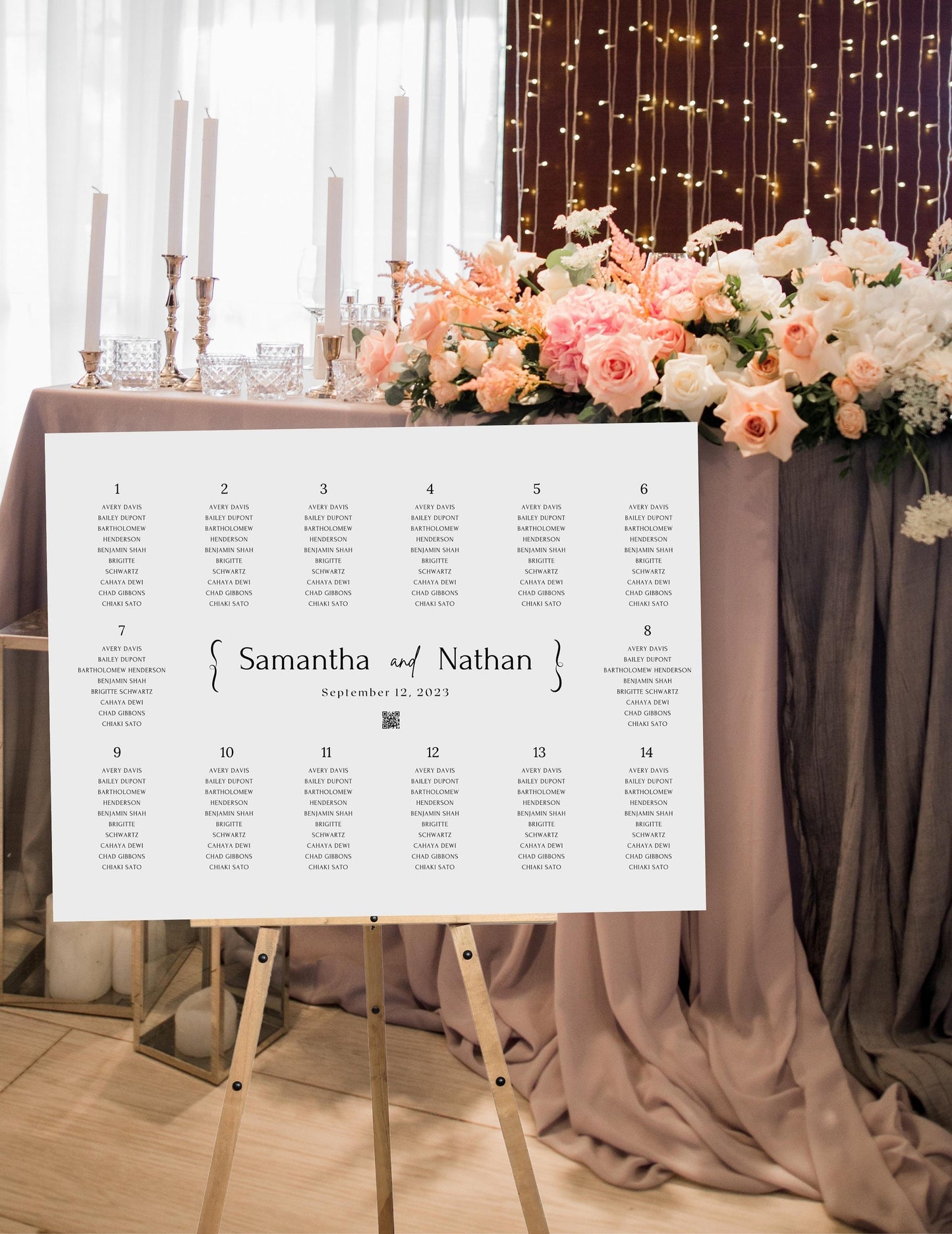 Wedding Reception Seating Chart Sign - Reception seat chart With QR code- Acrylic reception seating Sign - Wedding Reception - QR code signs