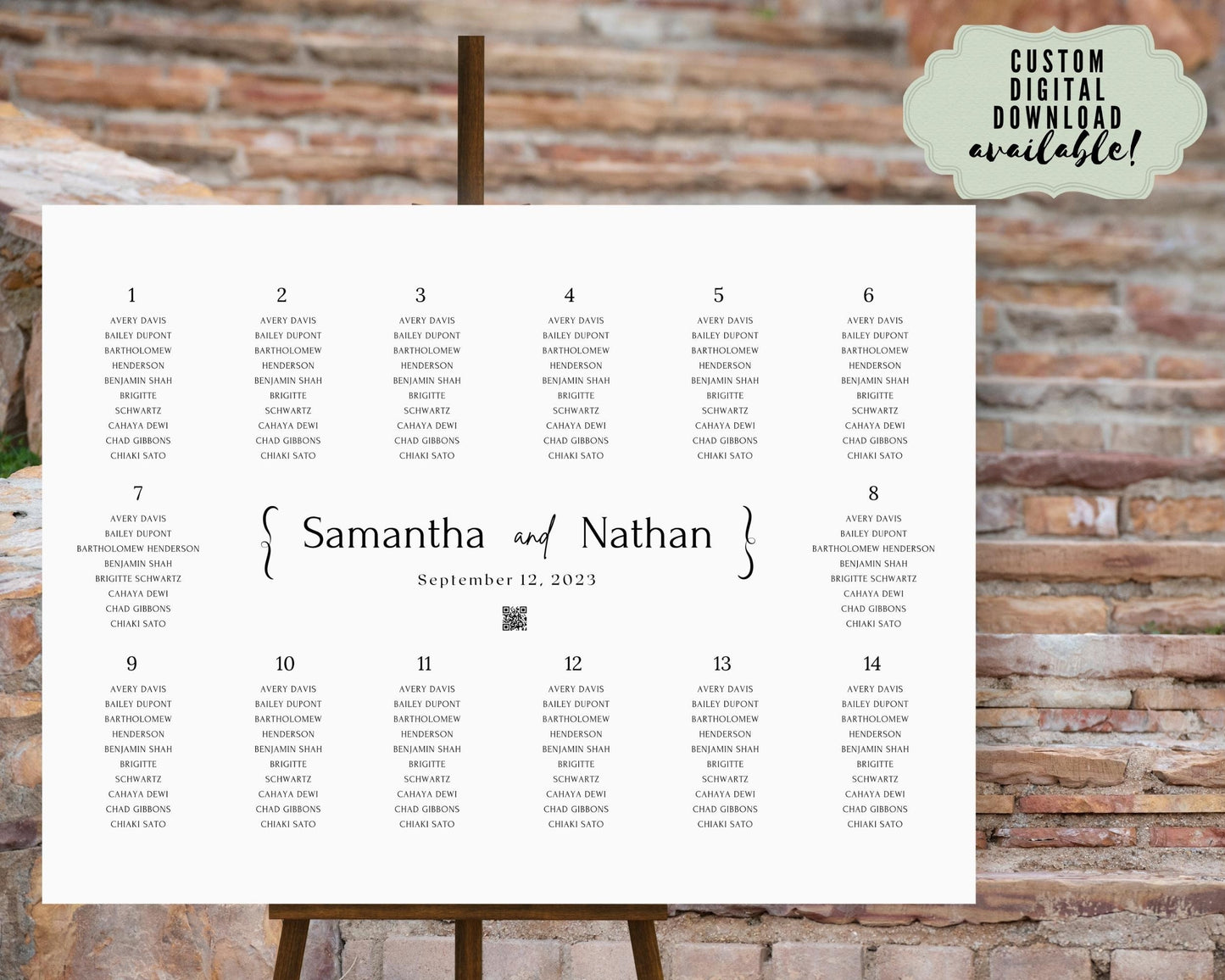 Wedding Reception Seating Chart Sign - Reception seat chart With QR code- Acrylic reception seating Sign - Wedding Reception - QR code signs