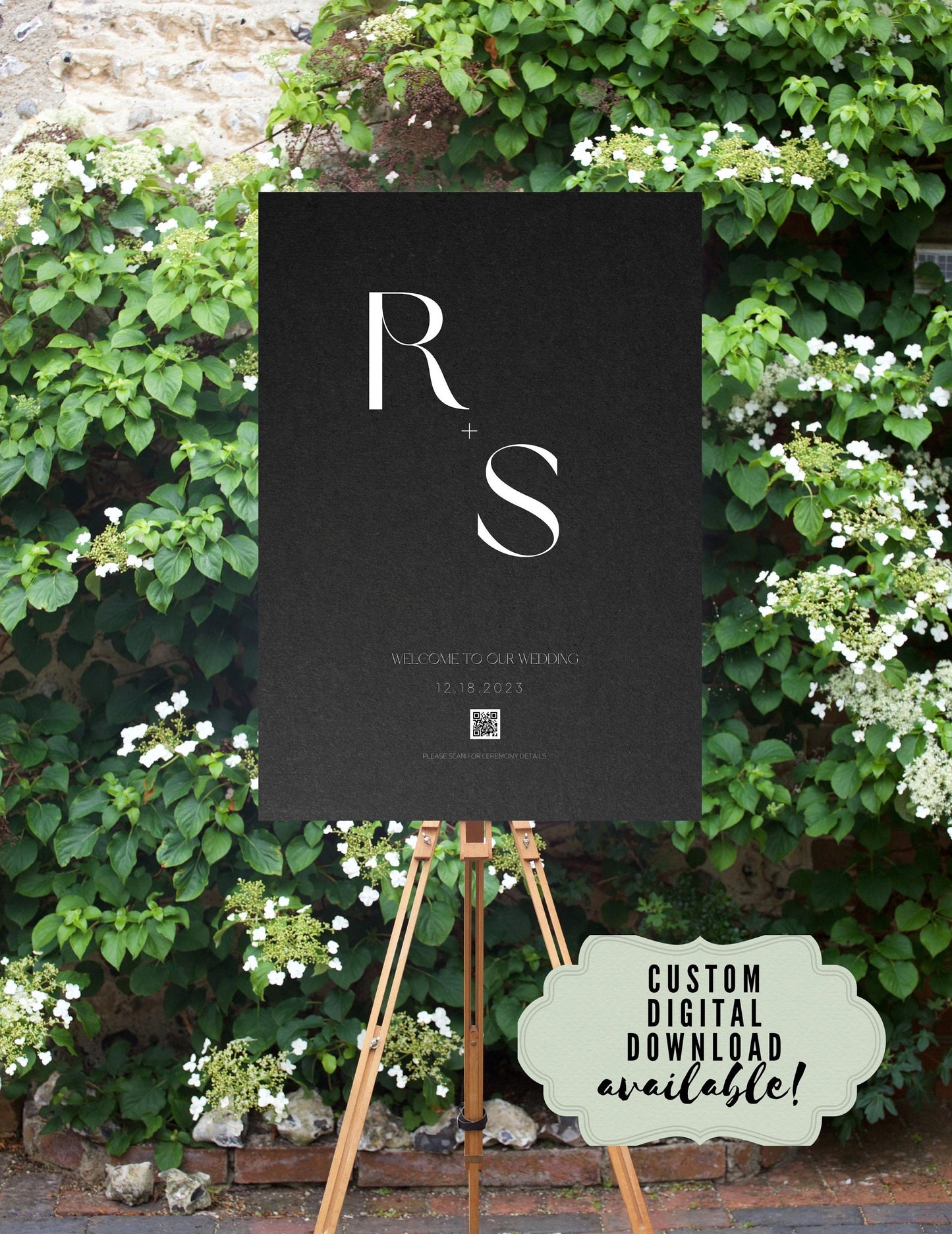 Wedding Day Welcome Sign - Welcome sign With QR code- Minimalist wedding sign - Modern Wedding Sign - QR code signs