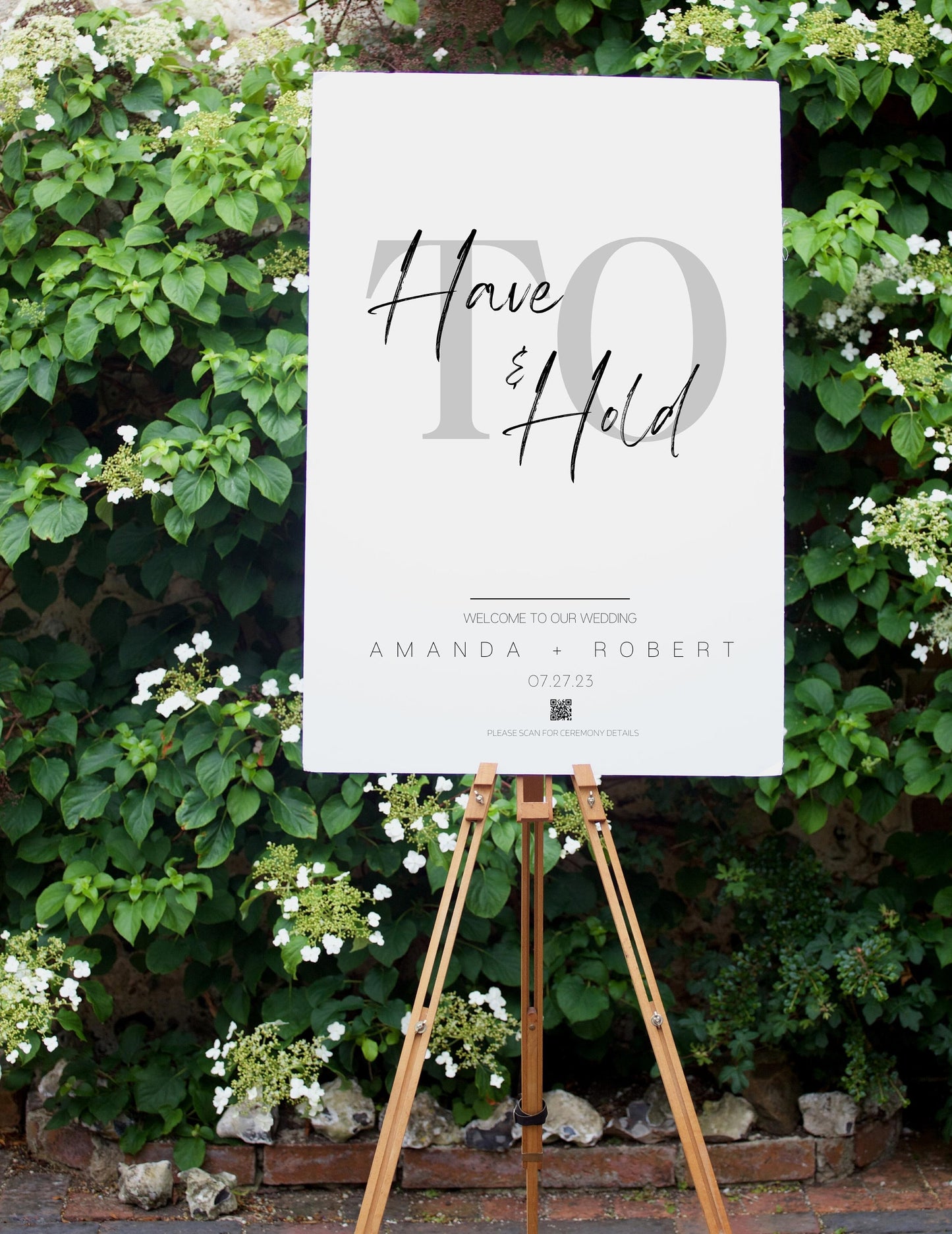 Wedding Welcome Sign - Welcome sign With QR code- Minimalist wedding sign - Modern Wedding Sign - QR code signs