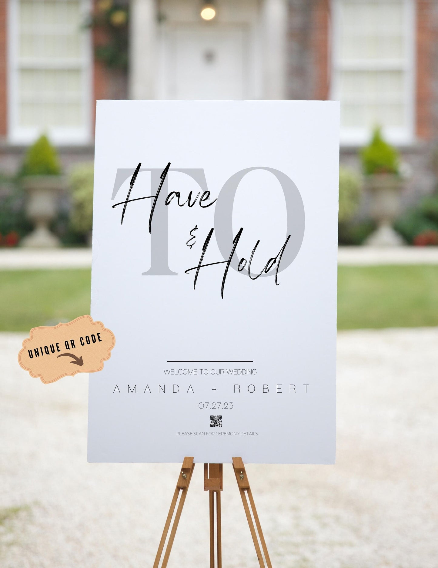 Wedding Welcome Sign - Welcome sign With QR code- Minimalist wedding sign - Modern Wedding Sign - QR code signs