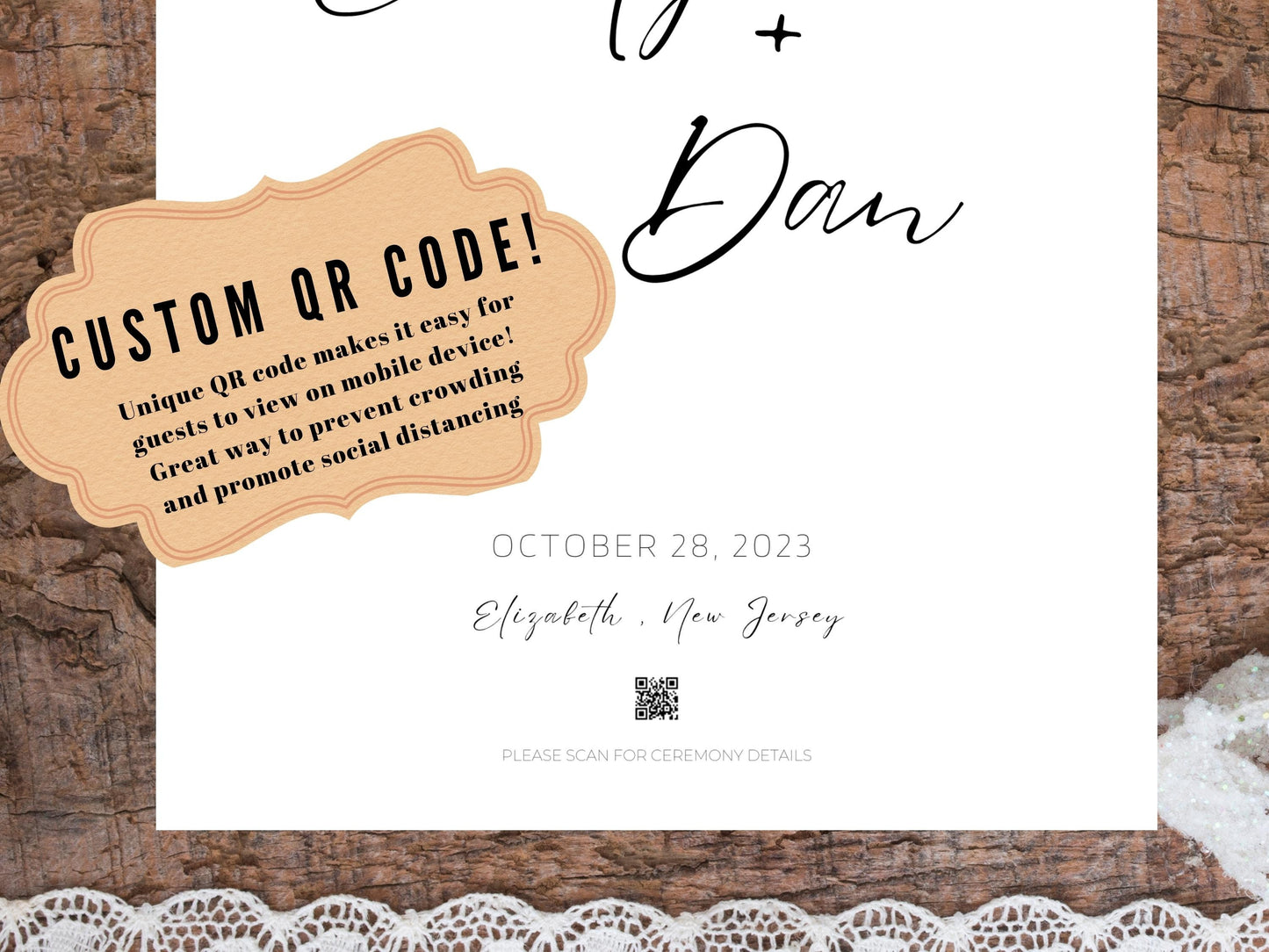 Wedding Day Welcome Sign - Welcome sign With QR code- Minimalist wedding sign - Modern Wedding Sign - QR code signs