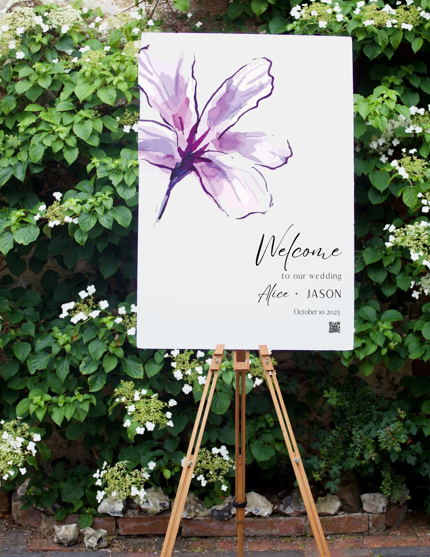 Wedding Welcome Sign - Welcome sign With QR code- Minimalist wedding sign - Modern Wedding Sign - QR code signs