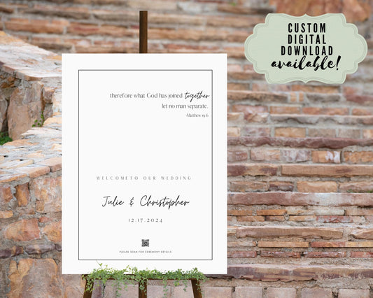 Wedding Welcome Sign - Welcome sign With QR code- Minimalist wedding sign - Modern Wedding Sign - QR code signs