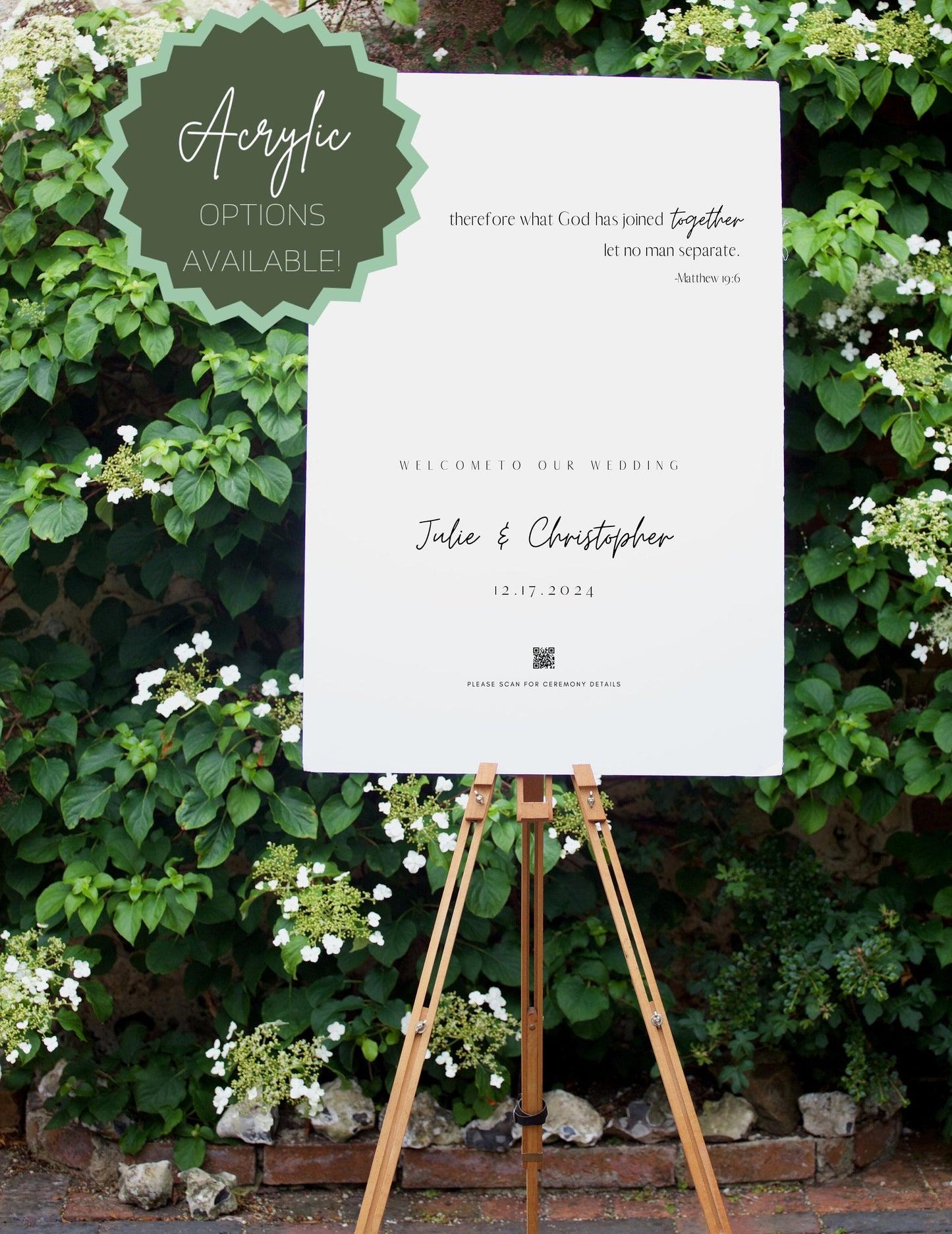 Wedding Day Welcome Sign - Welcome sign With QR code- Minimalist wedding sign - Modern Wedding Sign - QR code signs