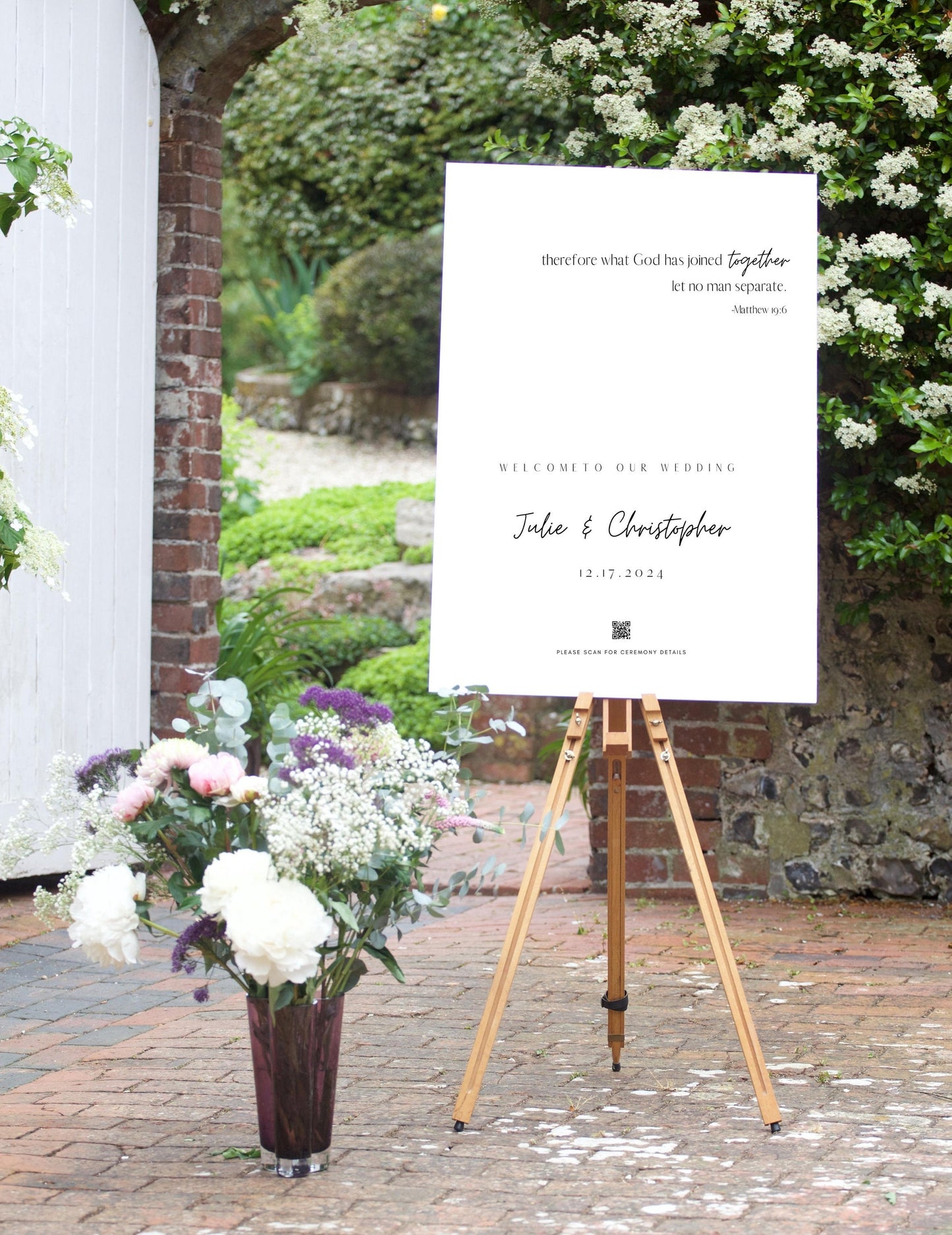 Wedding Day Welcome Sign - Welcome sign With QR code- Minimalist wedding sign - Modern Wedding Sign - QR code signs